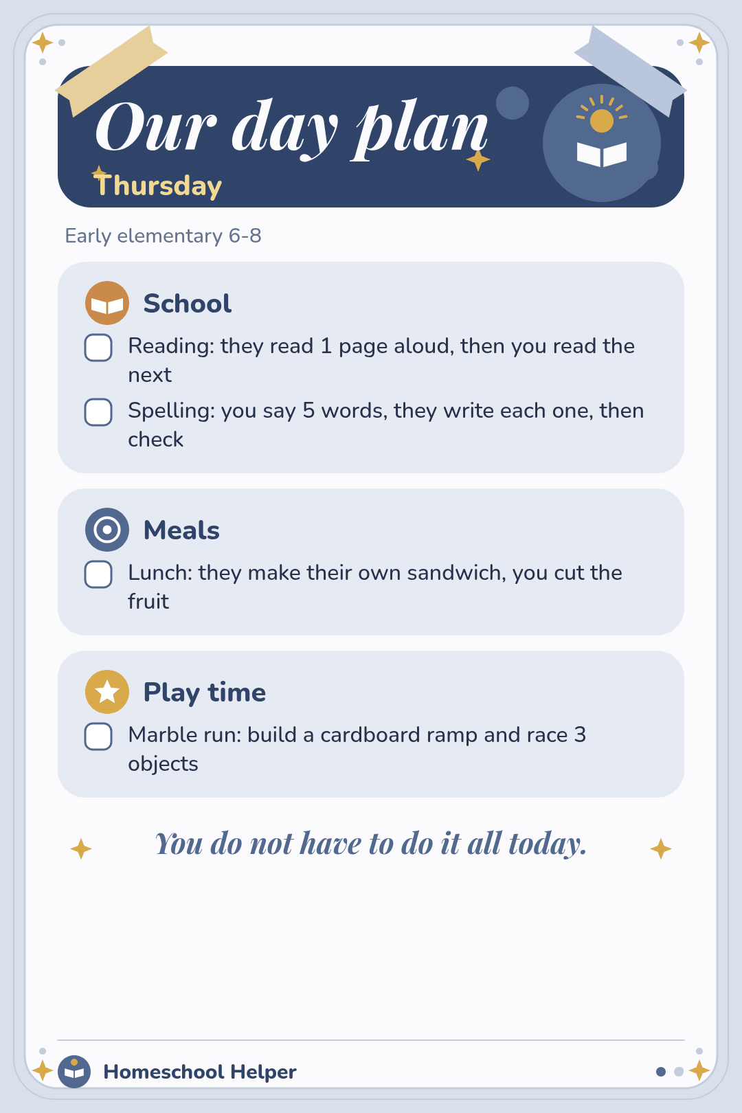 Reading, spelling and marble run day